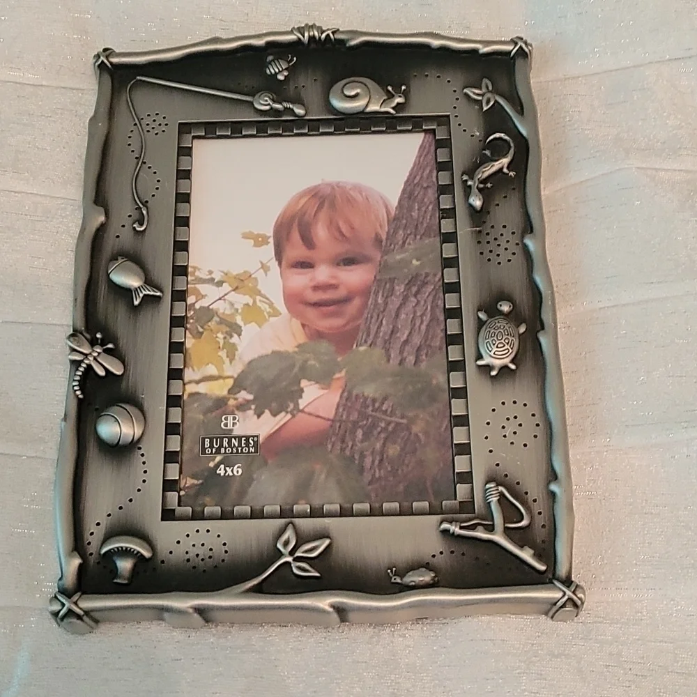 3/$30 BURNES OF BOSTON Fishing Fisherman Outdoor Boy's Metal Frame 4 x 6